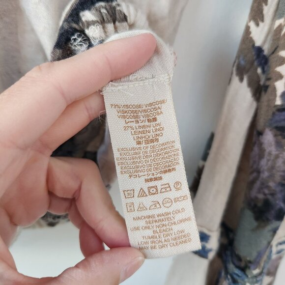 Free People Floral Halter Boho Blouse Top Shirt Peasant Linen Blend Women's M - Picture 8 of 9